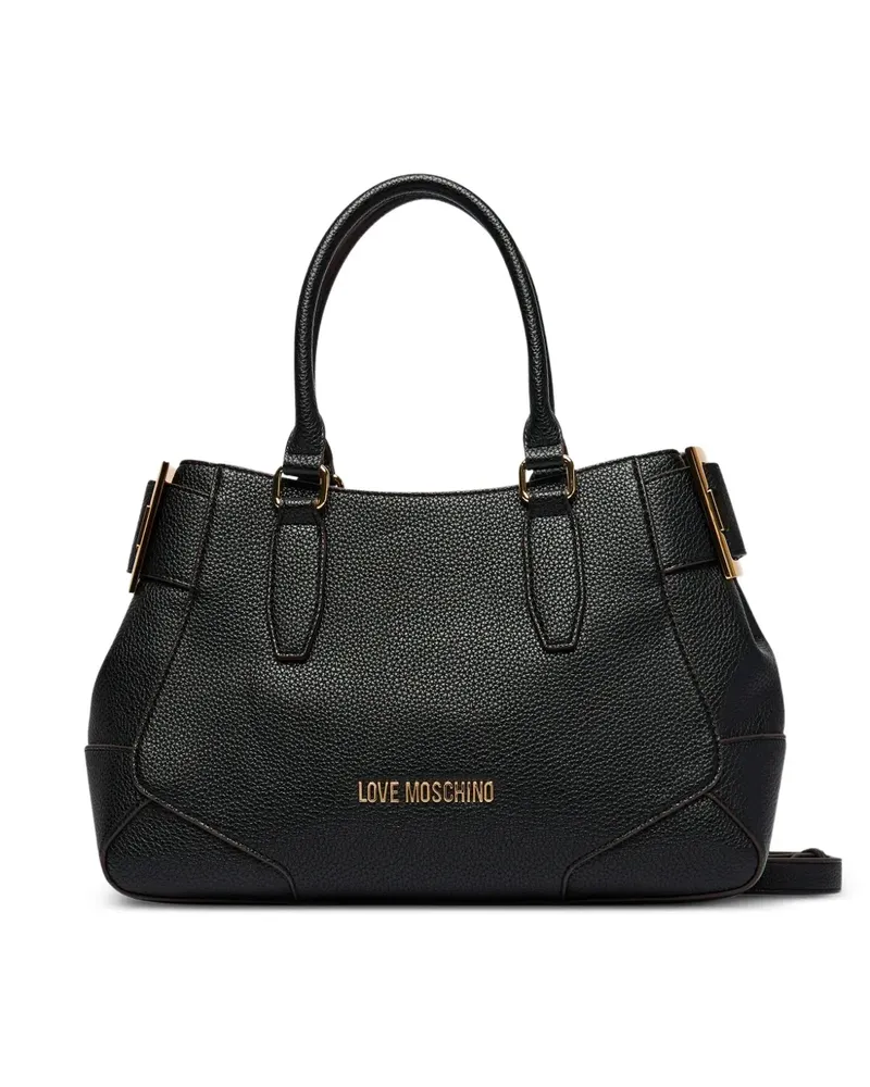 Moschino Tote Bag mit Logo-Schild - Schwarz Schwarz