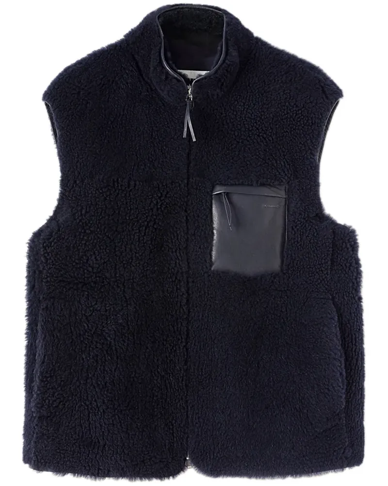 Jil Sander Weste aus Shearling mit Reißverschluss - Blau Blau