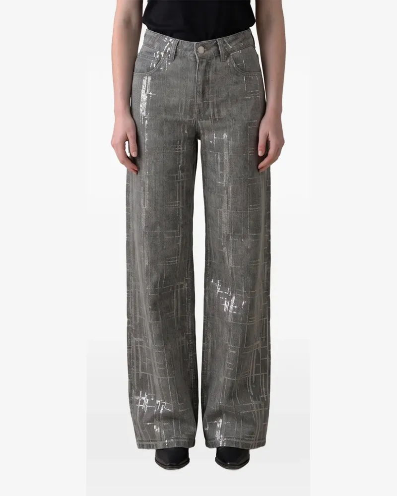 Federica Tosi Jeans mit Pailletten - Grau Grau
