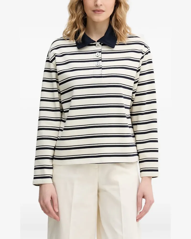 Benetton striped long-sleeved polo shirt - Nude Nude