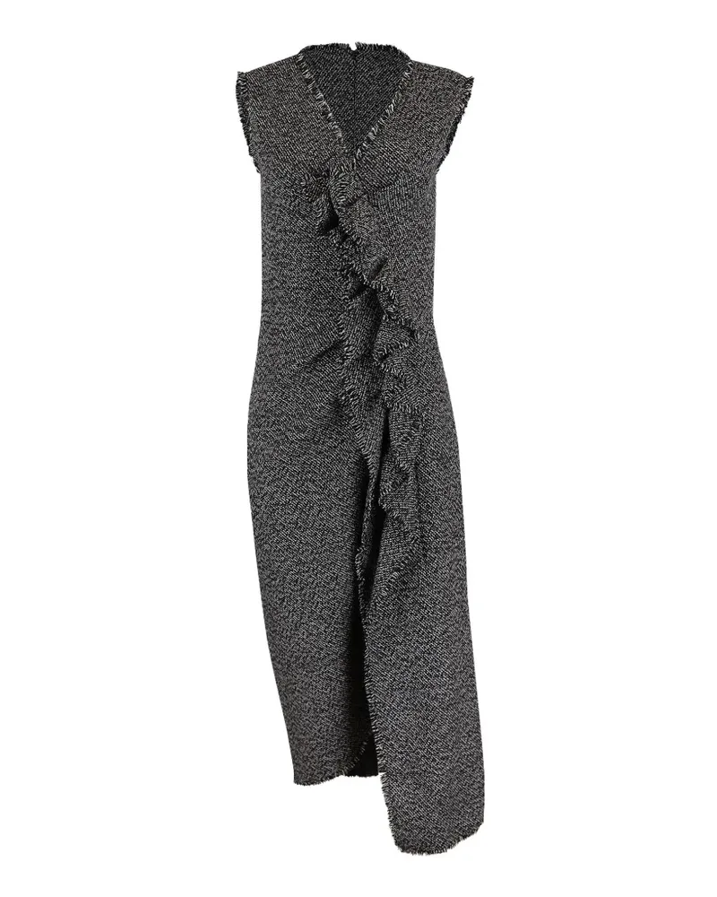 Michael Kors frayed ruched tweed midi dress - Schwarz Schwarz