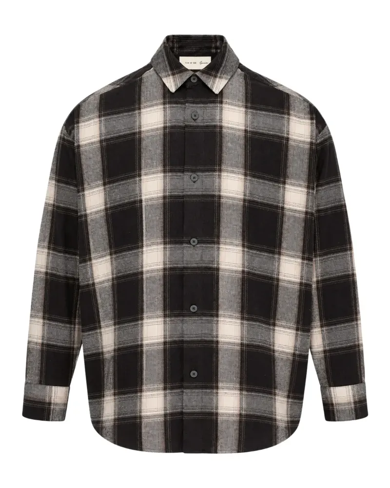 Fear of God plaid-check logo-print shirt - Schwarz Schwarz