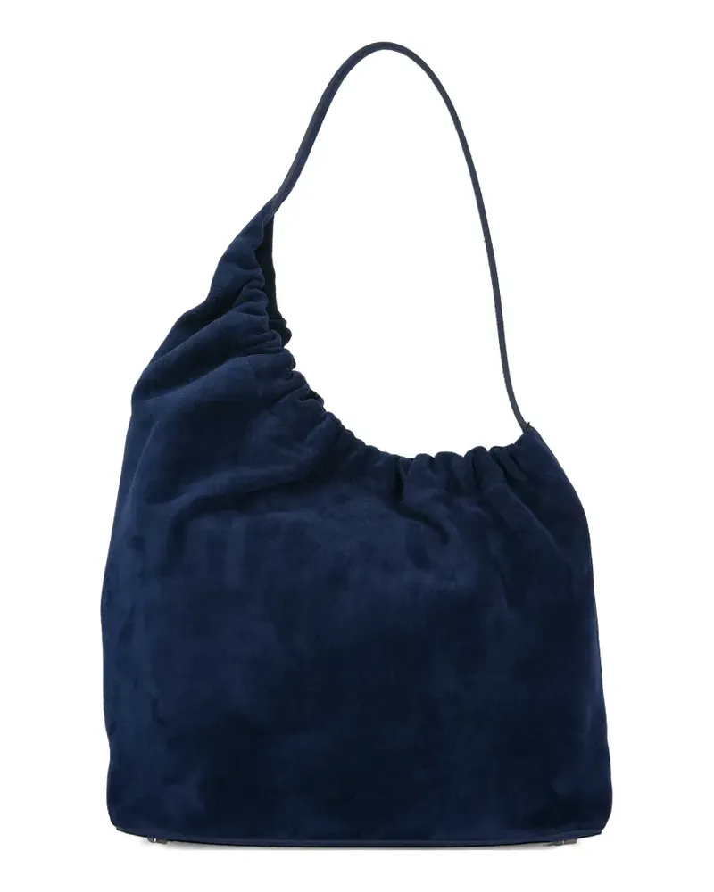 Aesther Ekme Demi Lune Cloud ruched suede shoulder bag - Blau Blau