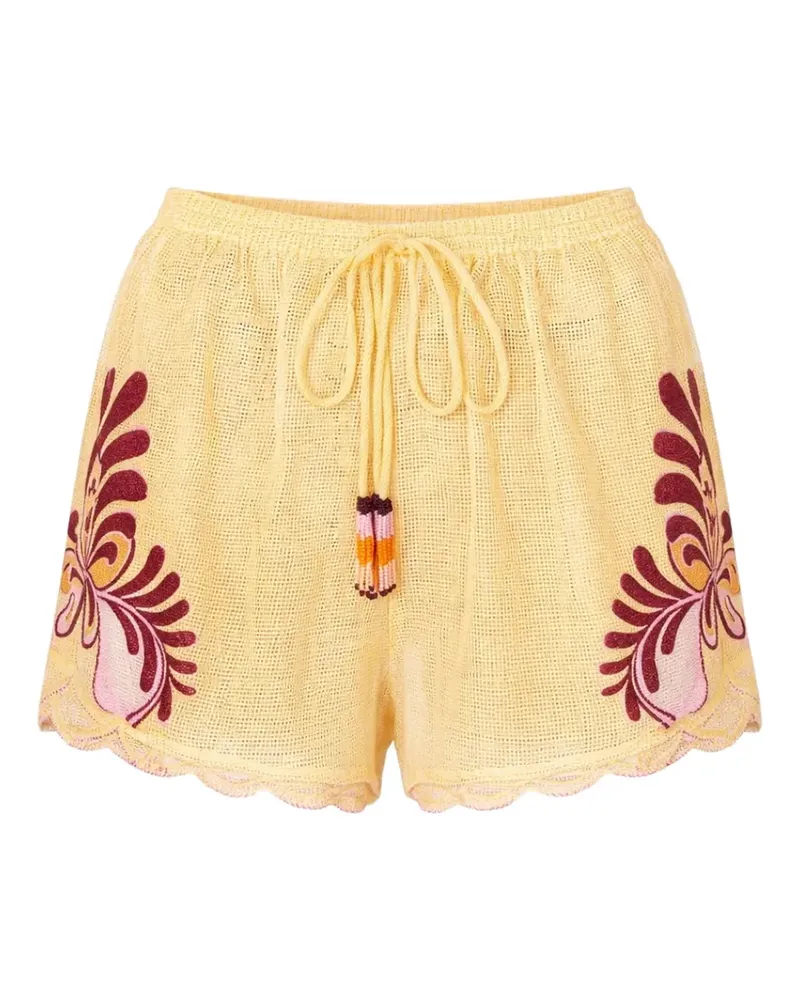 FARM Rio Shorts mit Blumenstickerei - Gelb Gelb