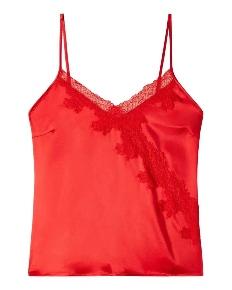 Patrizia Pepe lace-trim satin sleeveless blouse - Rot Rot