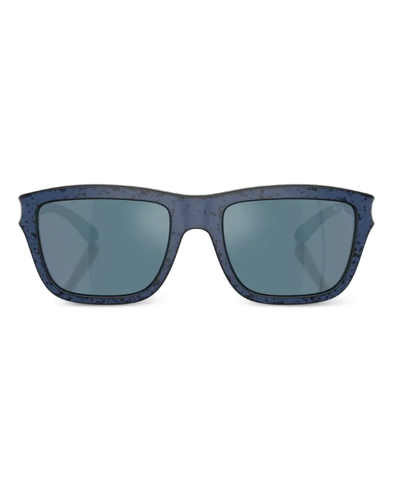 Diesel Eckige Sonnenbrille mit Cut-Out - Blau Blau