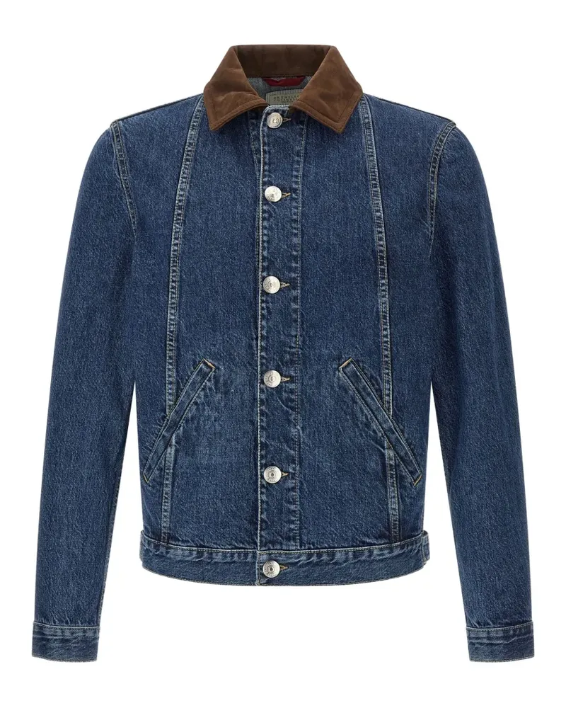 Brunello Cucinelli contrasting-collar denim jacket - Blau Blau