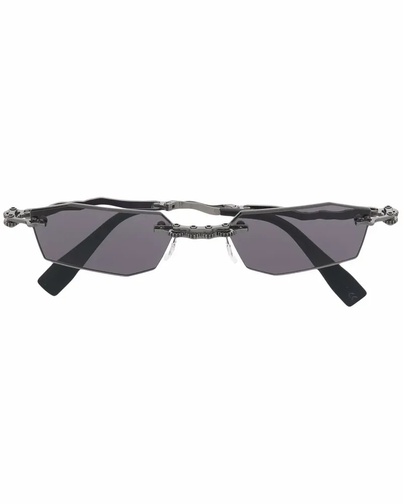 KUBORAUM H40 Sonnenbrille mit eckigem Gestell - Schwarz Schwarz
