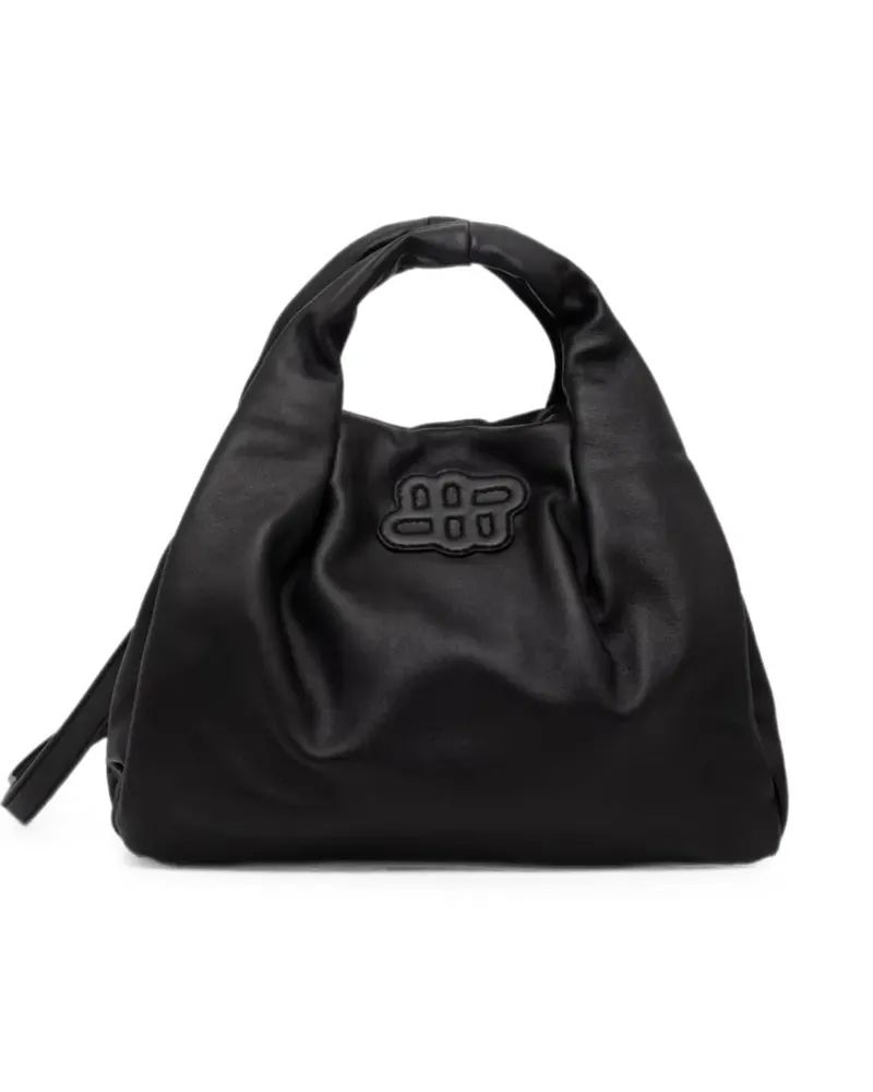 MUNTHE Lix logo-patch ruched tote bag - Schwarz Schwarz