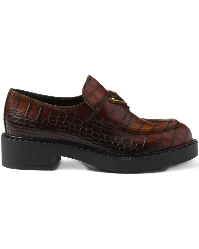 Prada Loafer mit Kroko-Print - Braun Braun