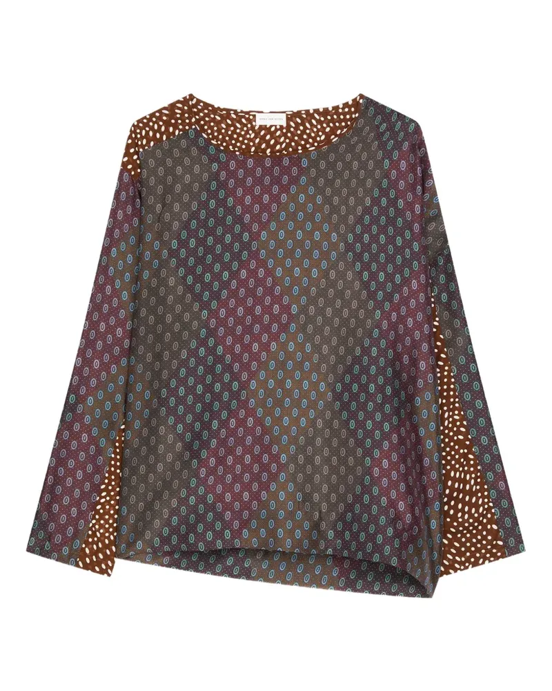 Dries van Noten Seidenoberteil mit Kontrast-Print - Violett Violett