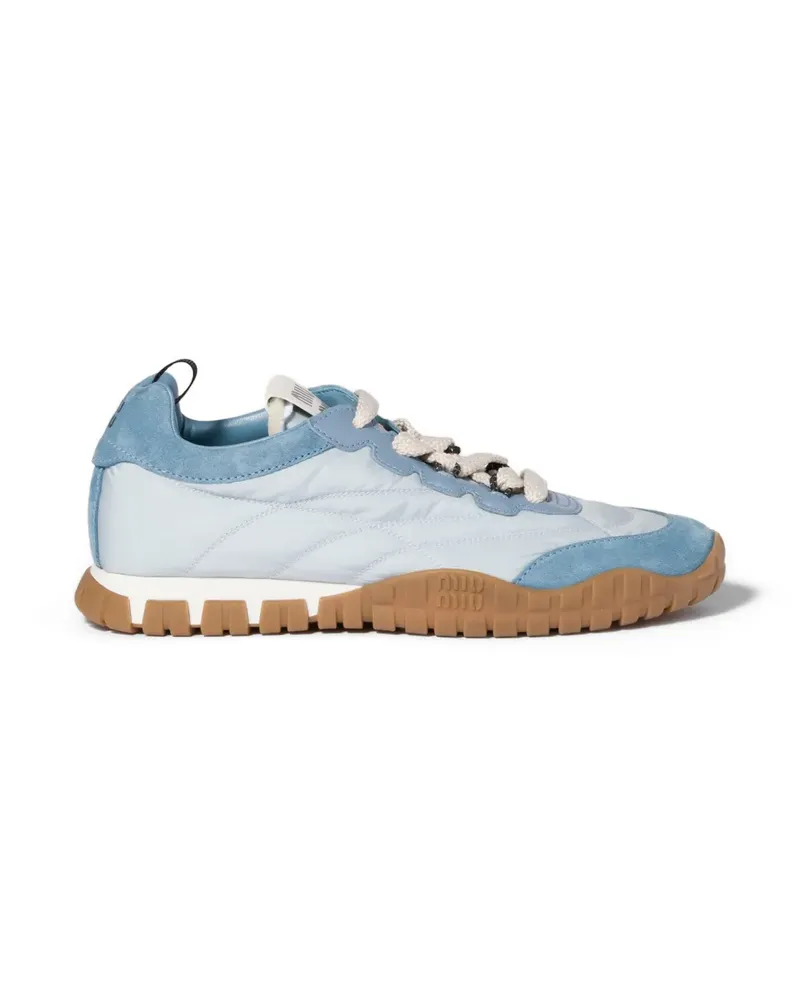 Miu Miu Tyre technical-fabric and suede sneakers - Blau Blau