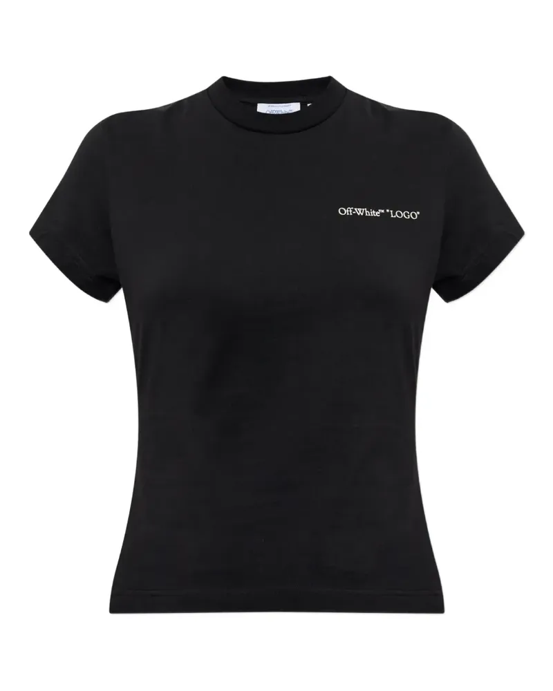 OFF-WHITE T-Shirt mit Logo-Stickerei - Schwarz Schwarz