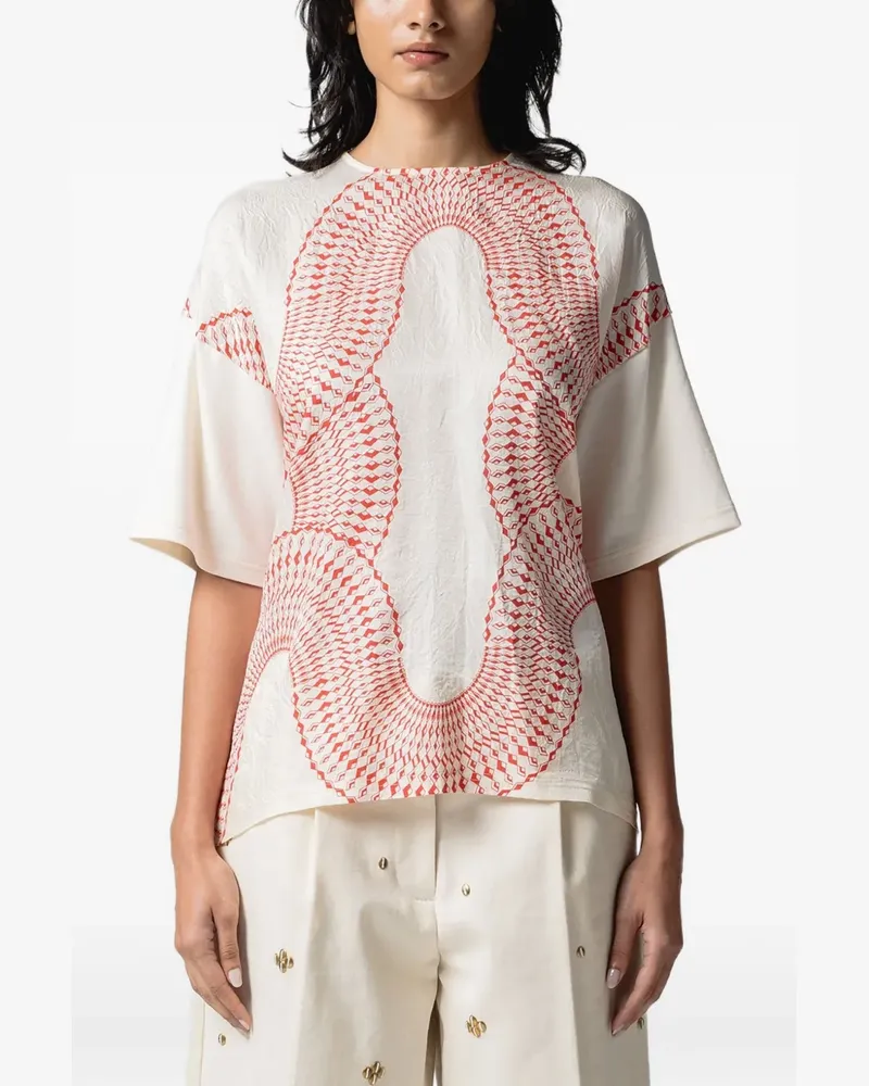 Muller of Yoshiokubo Radiall printed open-back T-shirt - Nude Nude