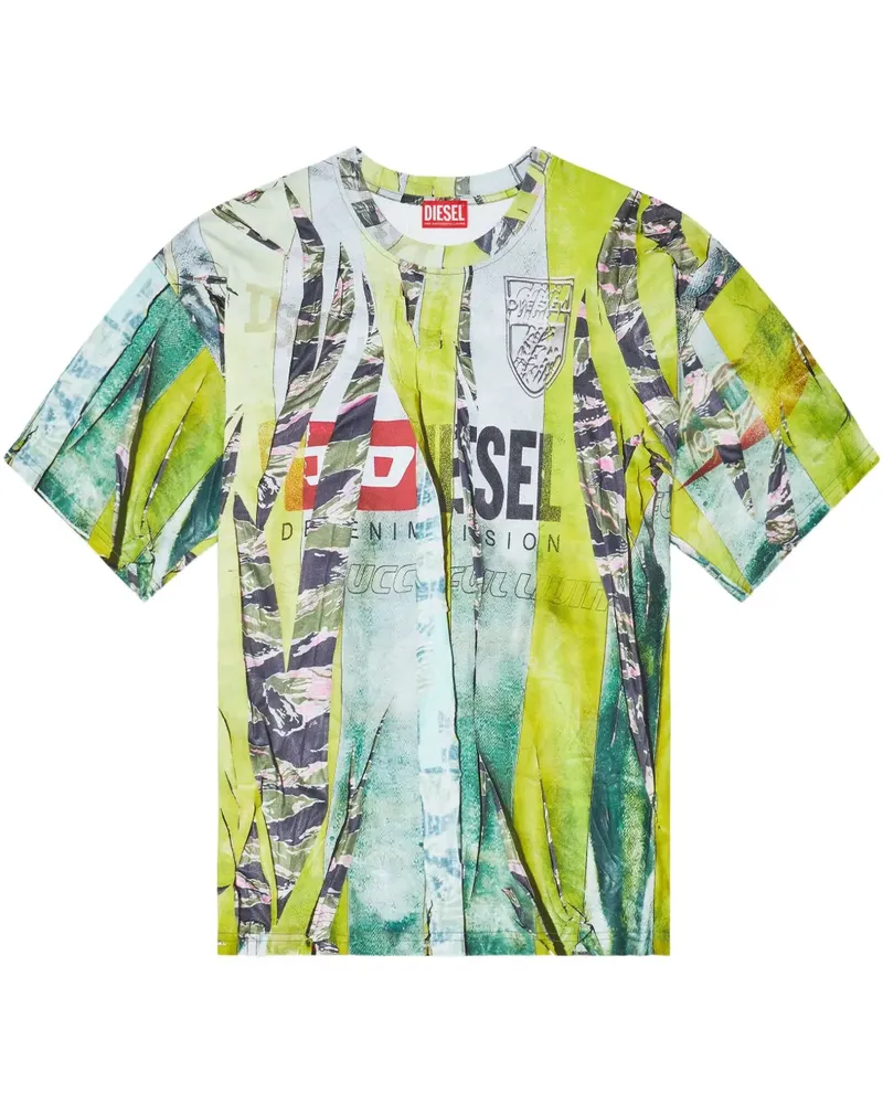 Diesel T-Shirt mit Bleach-Effekt - Grün Grün