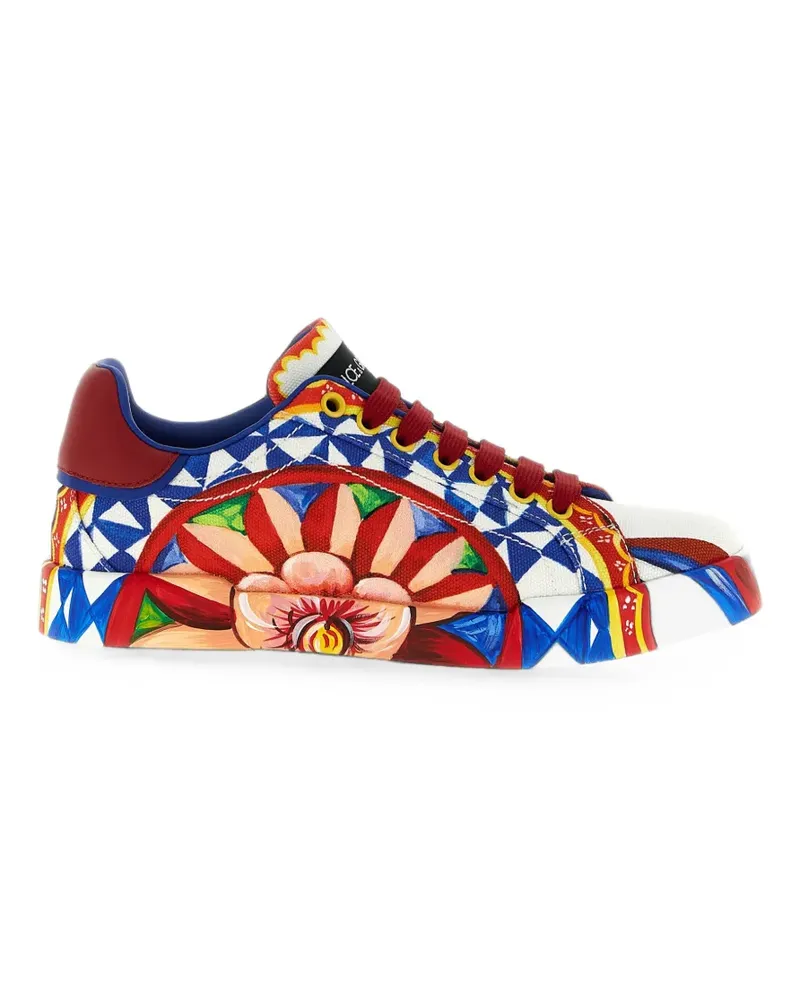 Dolce & Gabbana Portofino Sneakers mit Carretto-Print - Weiß Weiß