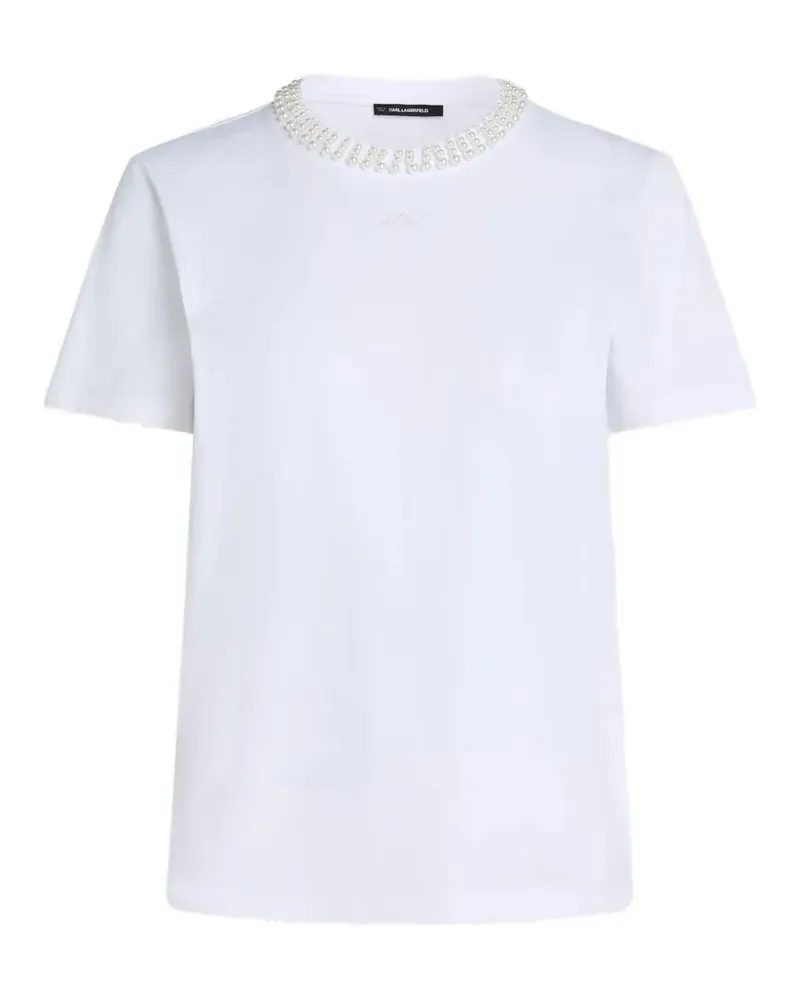 Karl Lagerfeld T-Shirt mit Perlenverzierung - Weiß Weiß