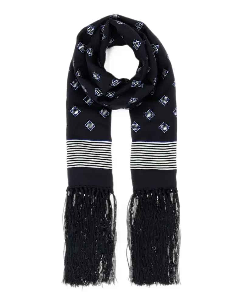 BODE Foyer Diamond fringed scarf - Blau Blau