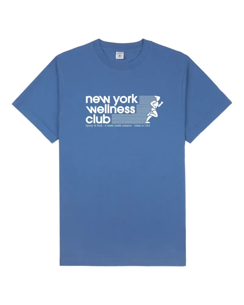 SPORTY & RICH USA Wellness Club T-Shirt mit grafischem Print - Blau Blau