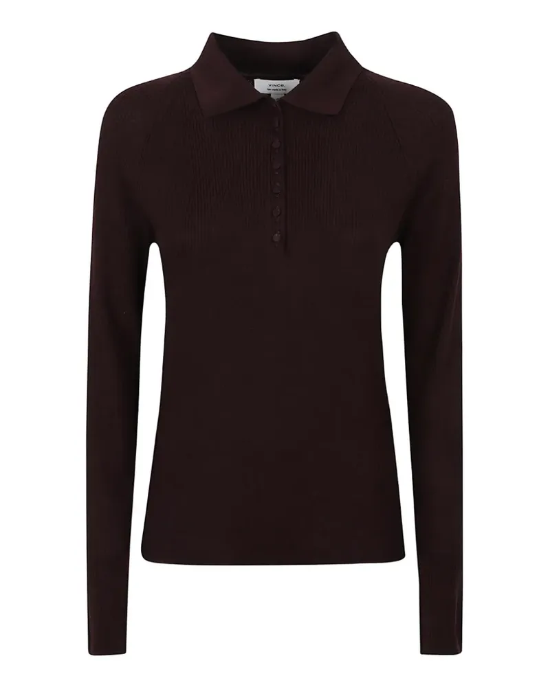 Vince ribbed-knit polo shirt - Braun Braun