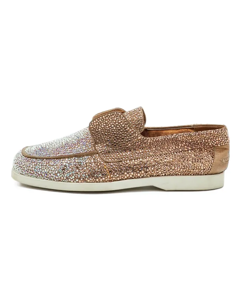 Le Silla crystal-embellished leather loafers - Gold Gold