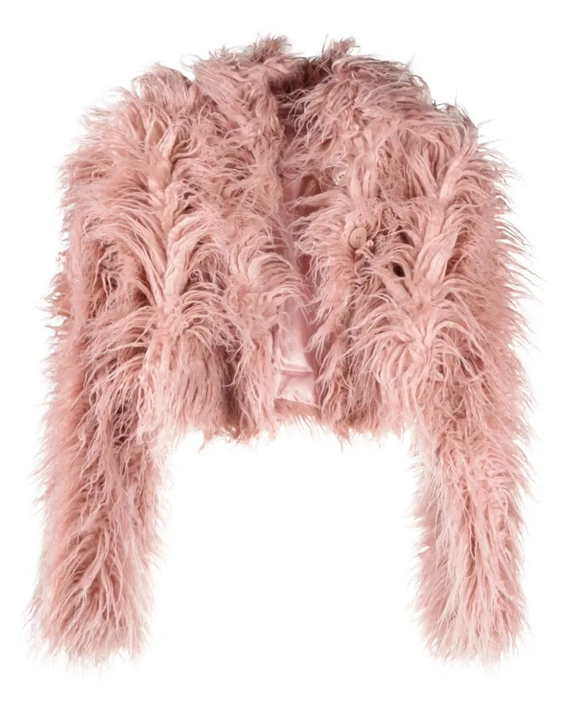 Cult Gaia Kurze Shearling-Jacke Rosa