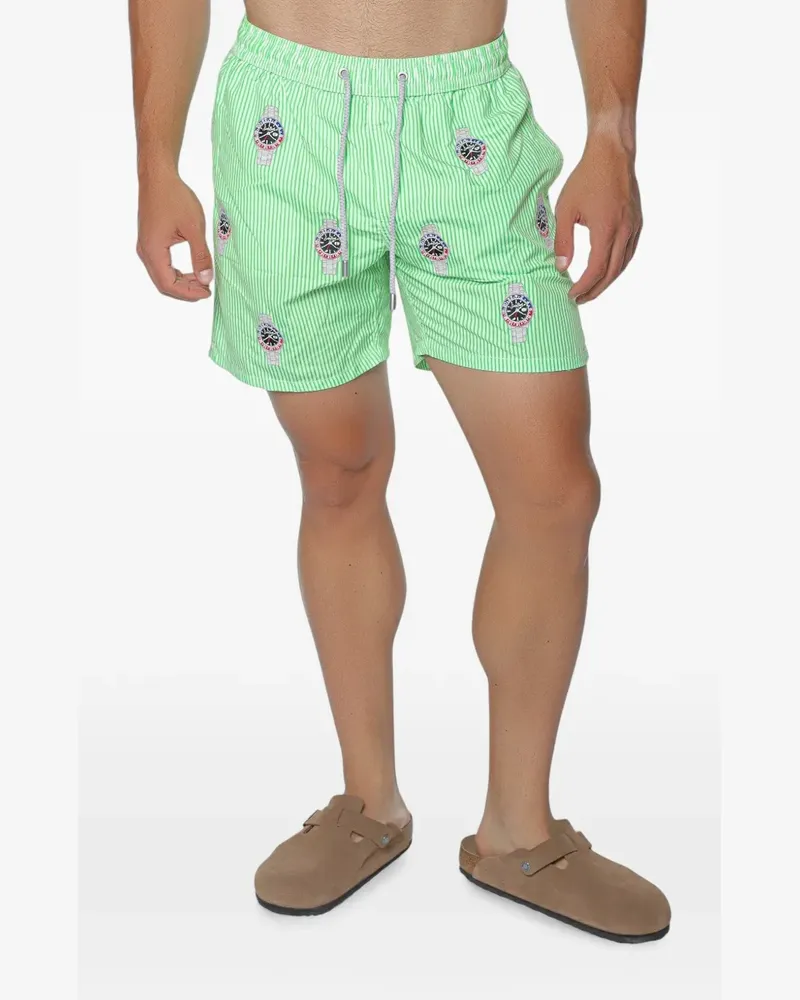 MC2 Saint Barth Badeshorts mit Logo-Stickerei - Grün Grün