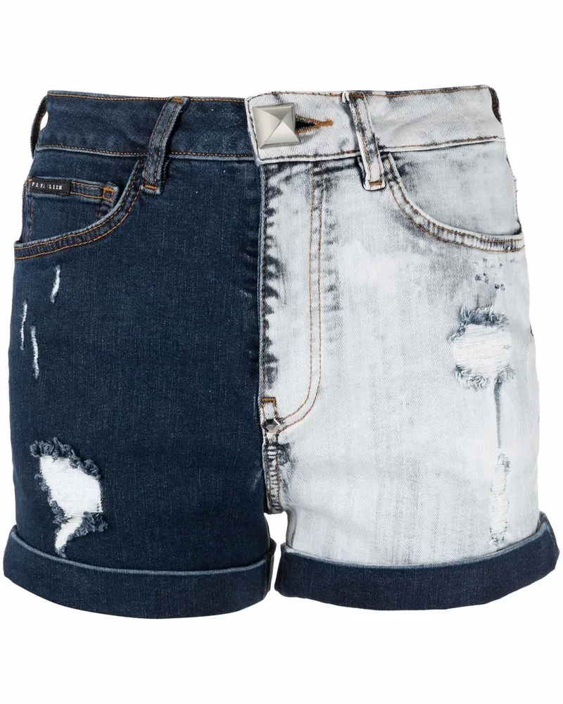Philipp Plein Zweifarbige Jeans-Shorts - Blau Blau
