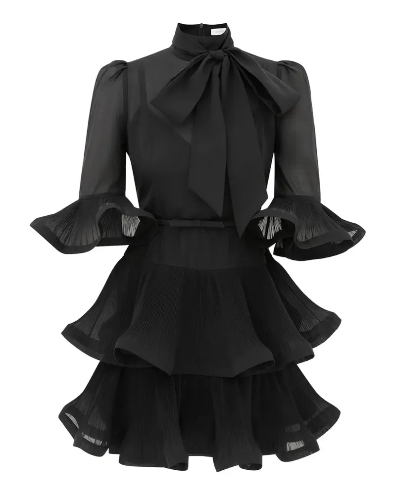 Zimmermann Gestuftes Kleid mit Falten - Schwarz Schwarz