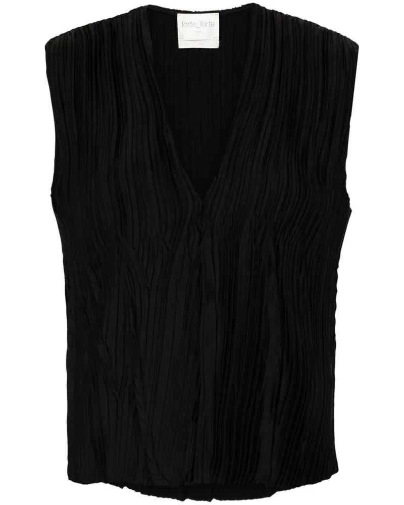 forte_forte Top mit Falten - Schwarz Schwarz