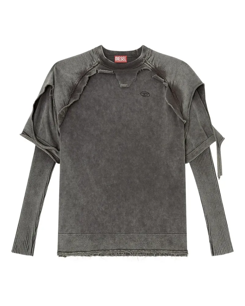 Diesel K-Petro Sweatshirt mit ausgefransten Bündchen - Grau Grau