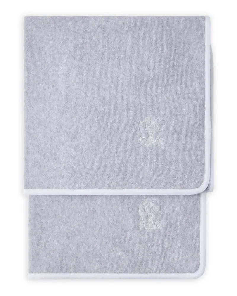 Brunello Cucinelli Handtuch-Set aus Frottee mit Stickerei (2er-Set) - Grau Grau