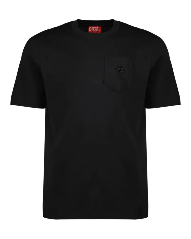 Diesel T-Shirt mit Oval D-Stickerei - Schwarz Schwarz