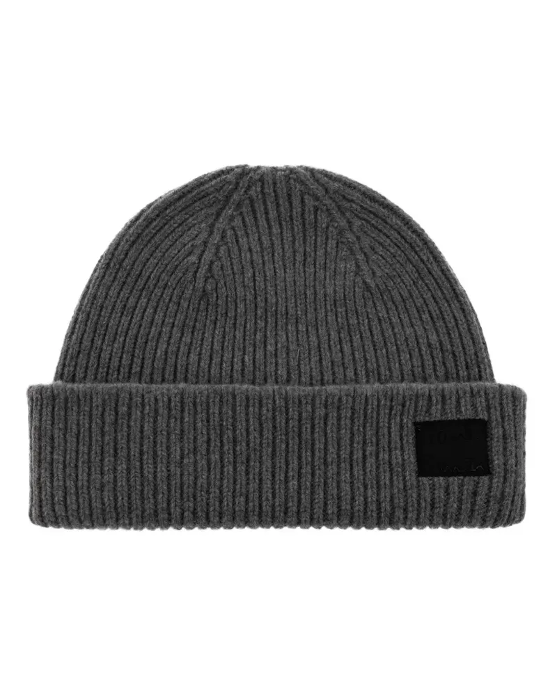 Paul Smith ribbed-knit logo-patch beanie hat - Grau Grau
