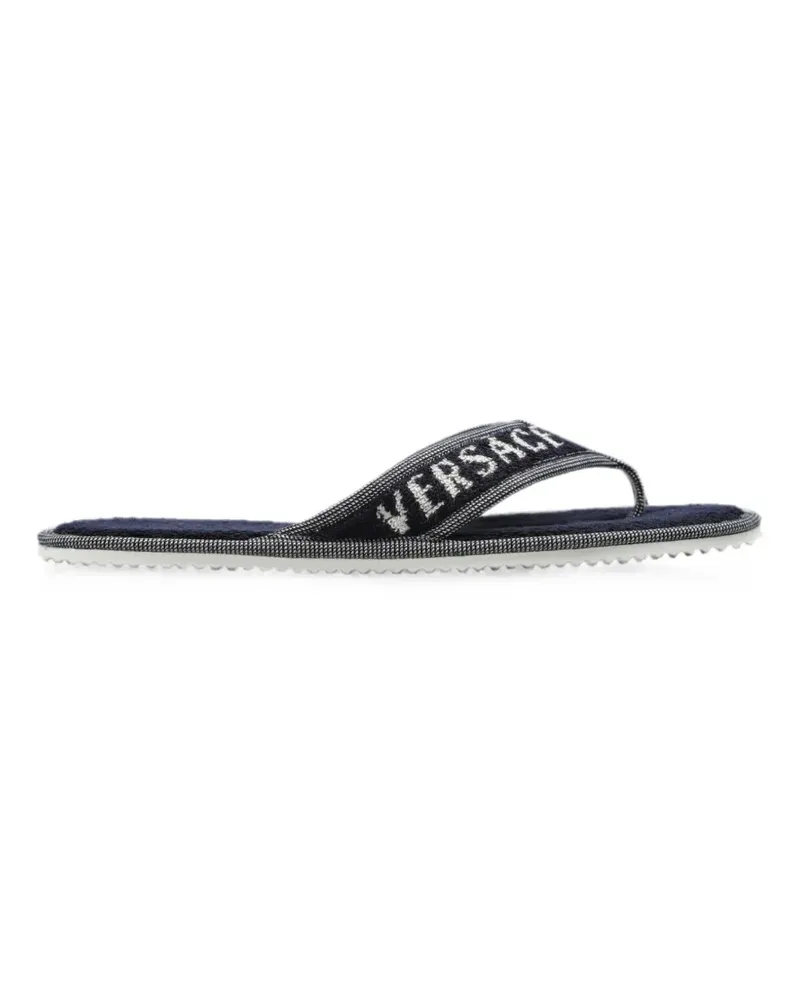 Versace logo-embroidered terry slippers - Blau Blau