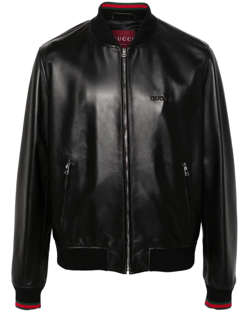 Gucci Bomberjacke mit Logo-Stickerei - Schwarz Schwarz