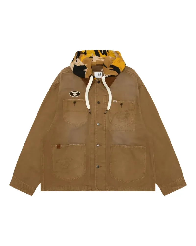 BAPE logo-print corduroy-collar jacket - Braun Braun