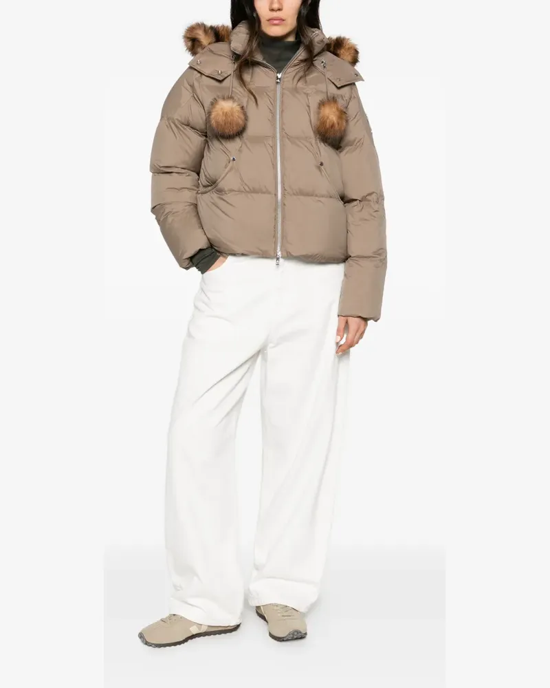 Moose Knuckles pom-pom trim puffer jacket - Nude Nude