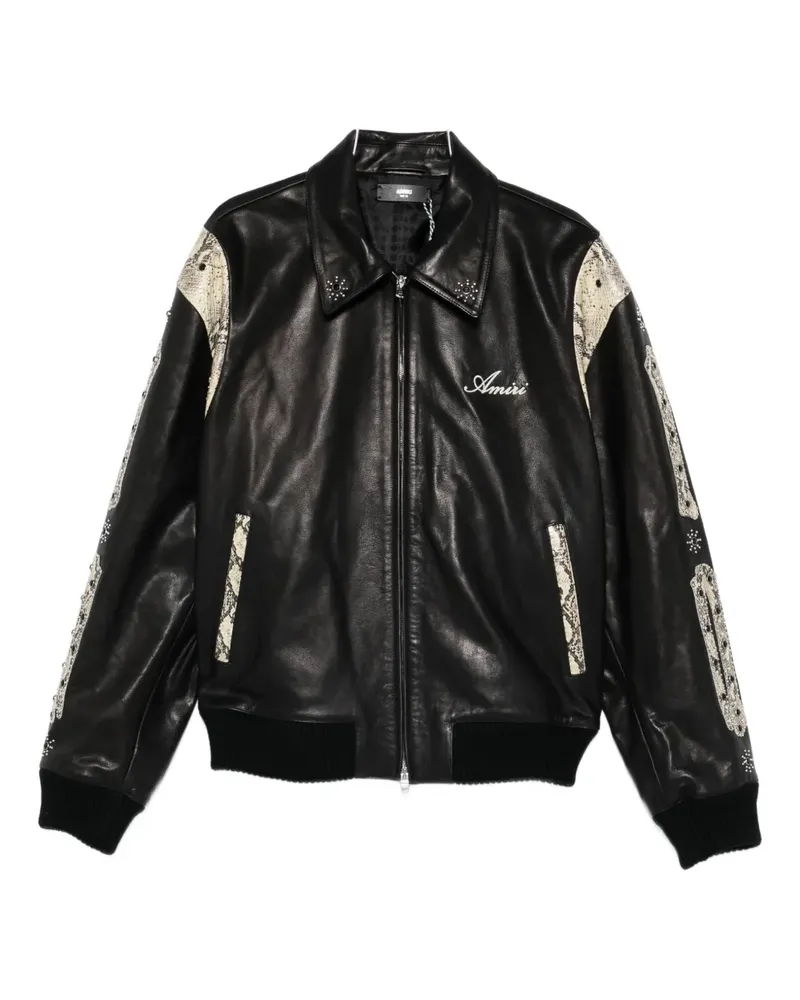 Amiri snakeskin-print embellished jacket - Schwarz Schwarz