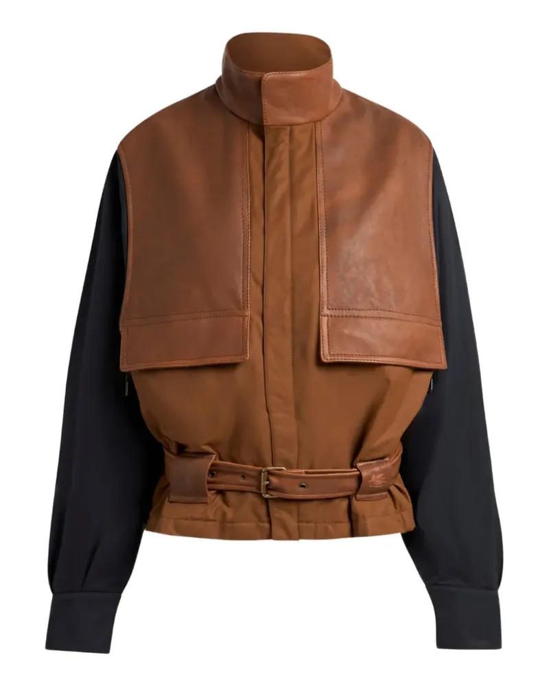 Etro contrasting sleeves padded bomber jacket - Braun Braun
