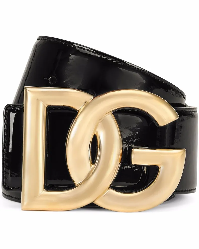 Dolce & Gabbana DG-Gürtel aus Lackleder - Schwarz Schwarz