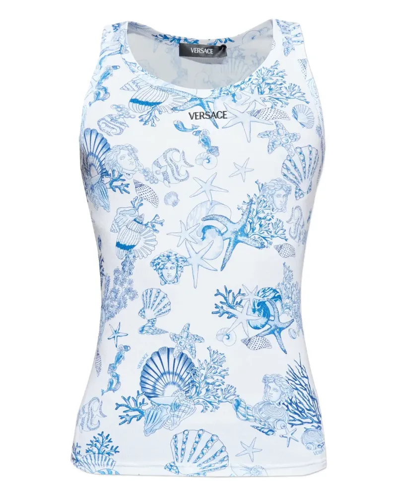 Versace Tanktop mit Meerestiere-Print - Weiß Weiß