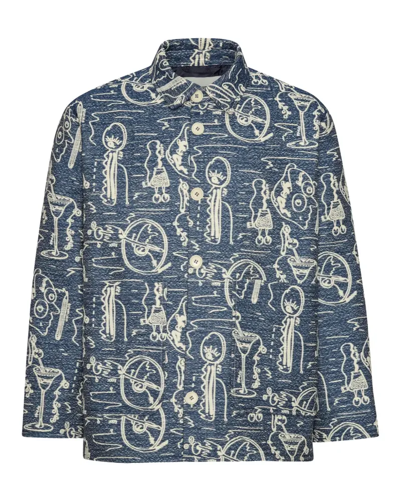 Henrik Vibskov Wheel doodle-print jacket - Blau Blau
