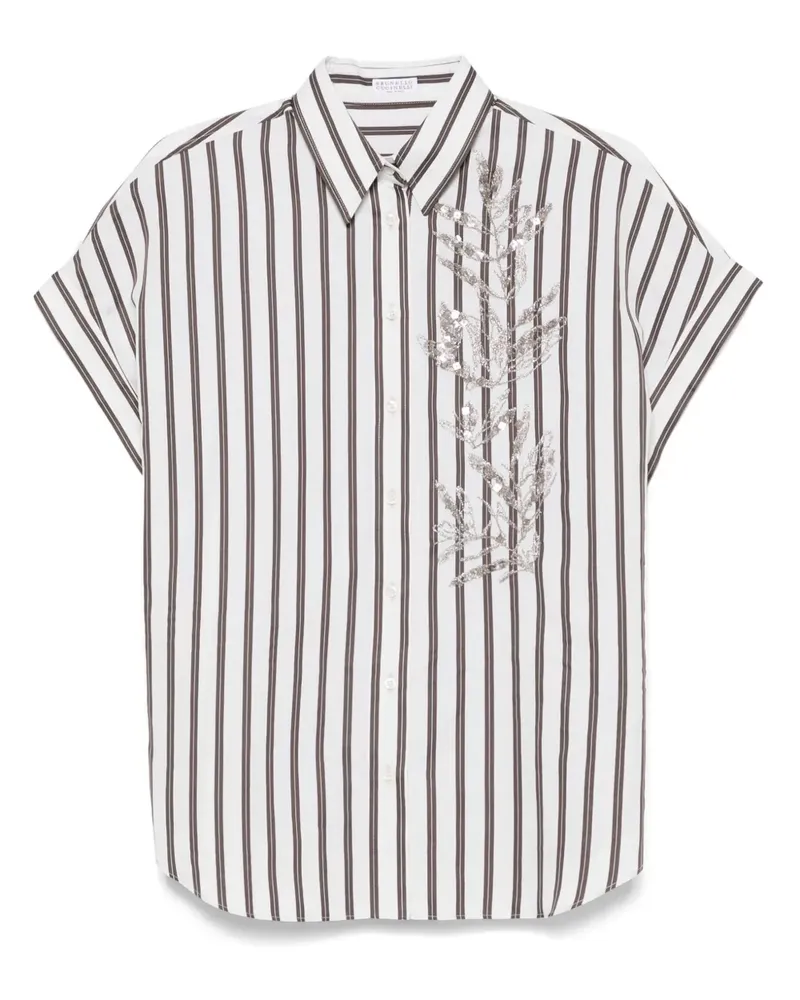 Brunello Cucinelli Gestreiftes Hemd - Weiß Weiß