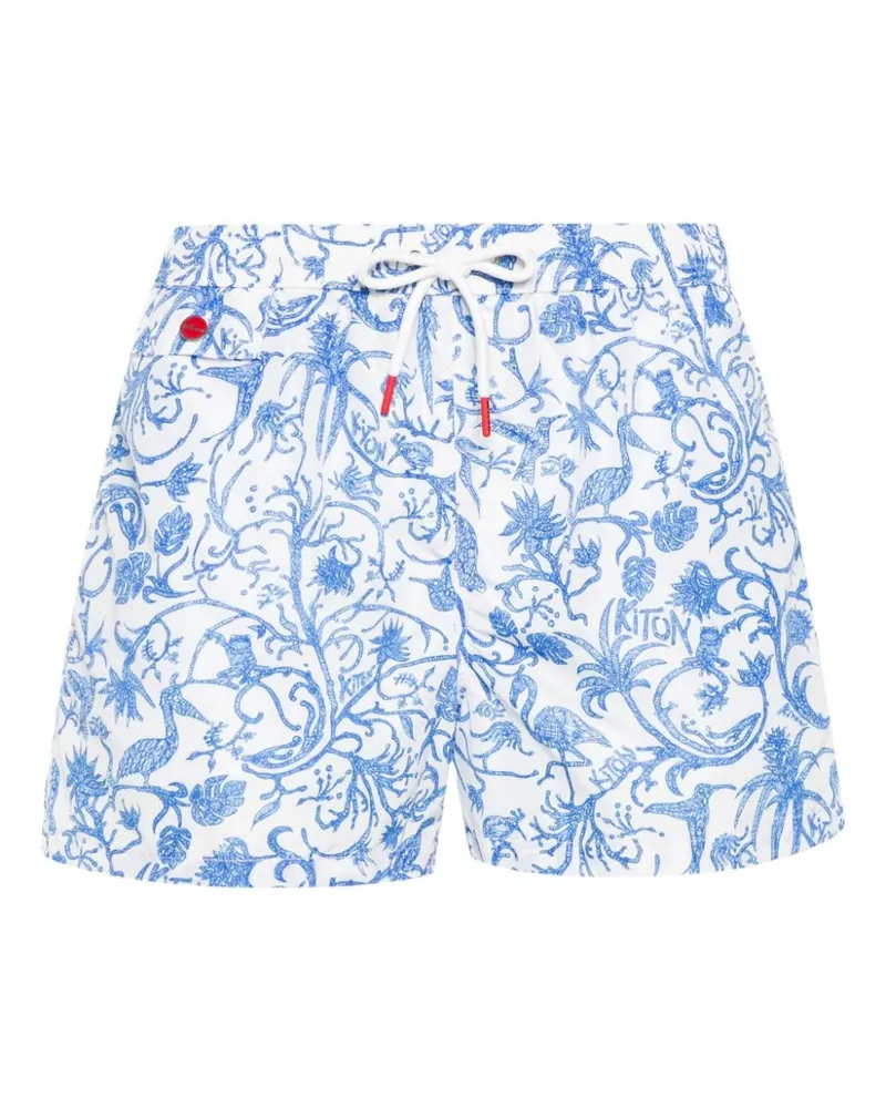 Kiton Badeshorts mit grafischem Print Weiß