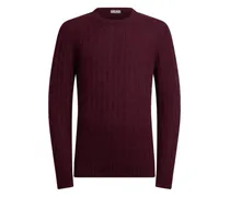 Kaschmirpullover mit Zopfmuster - Rot