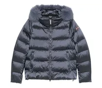 Jacke mit Pelzkapuze - Blau