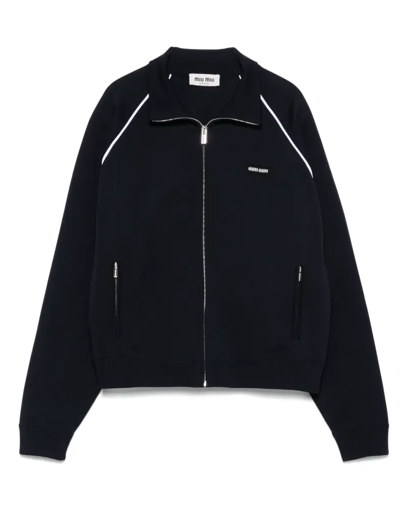 Miu Miu Sweatshirt mit Logo-Patch - Blau Blau