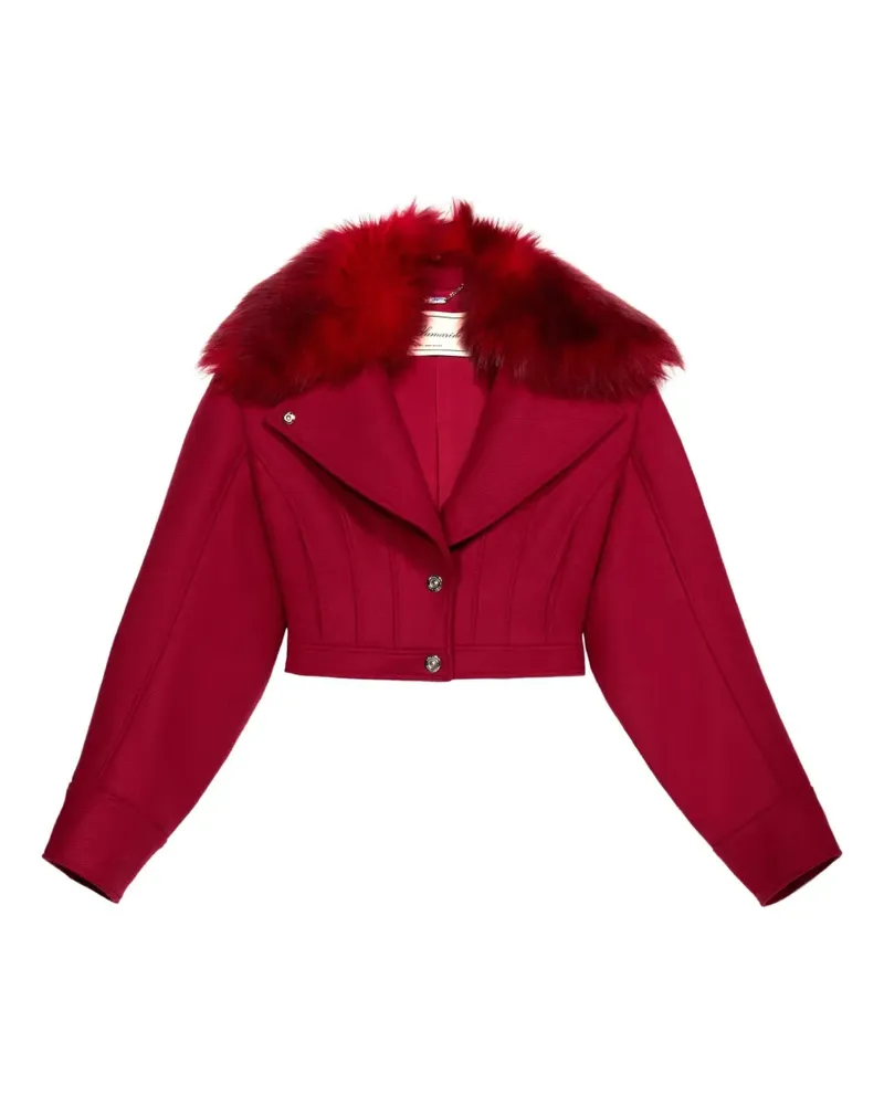 Blumarine Cropped-Jacke mit Kragen aus Faux Fur - Rot Rot
