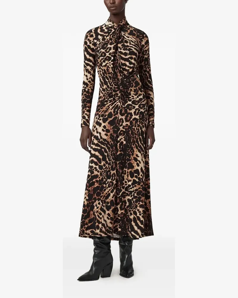AllSaints Mina A-line leopard midi dress - Braun Braun